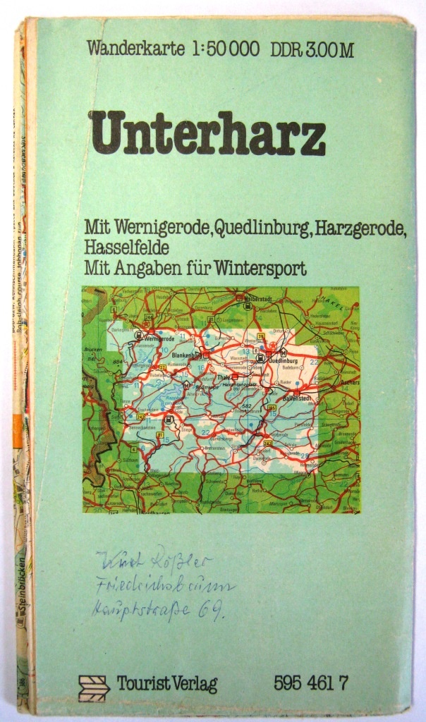 Wanderkarte für den Unterharz und Umgebung 1983 (Fahrzeugmuseum Staßfurt CC BY-NC-SA)