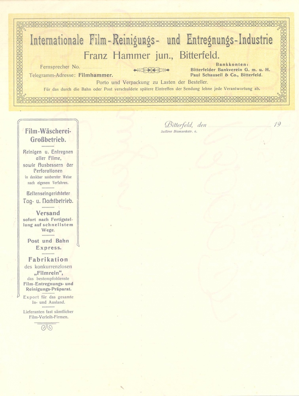 Geschäftbrief &quot;Franz Hammer junior&quot; (Kreismuseum Bitterfeld CC BY-NC-SA)