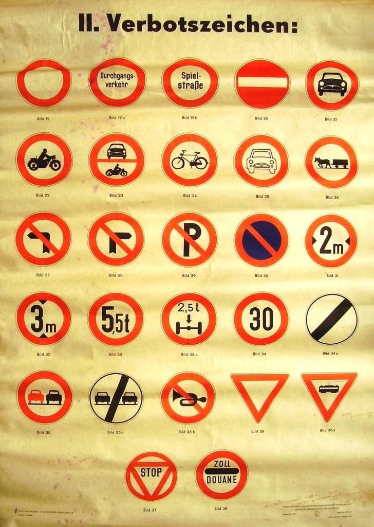 Leinwand für Verbotszeichen für den Straßenverkehr in der DDR (Fahrzeugmuseum Staßfurt CC BY-NC-SA)