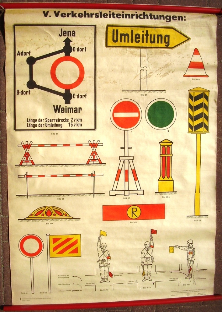 Leinwand für Hinweiszeichen für den Straßenverkehr in der DDR (Fahrzeugmuseum Staßfurt CC BY-NC-SA)