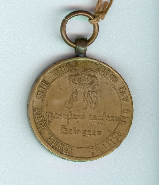 Kriegsdenkmünze für Kombattanten (Kämpfer) 1815 (Museum Weißenfels - Schloss Neu-Augustusburg CC BY-NC-SA)