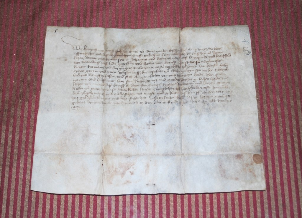 Urkunde des Merseburger Bischofs Heinrich VI. an den Rat zu Lützen (Kulturhistorisches Museum Schloss Merseburg CC BY-NC-SA)