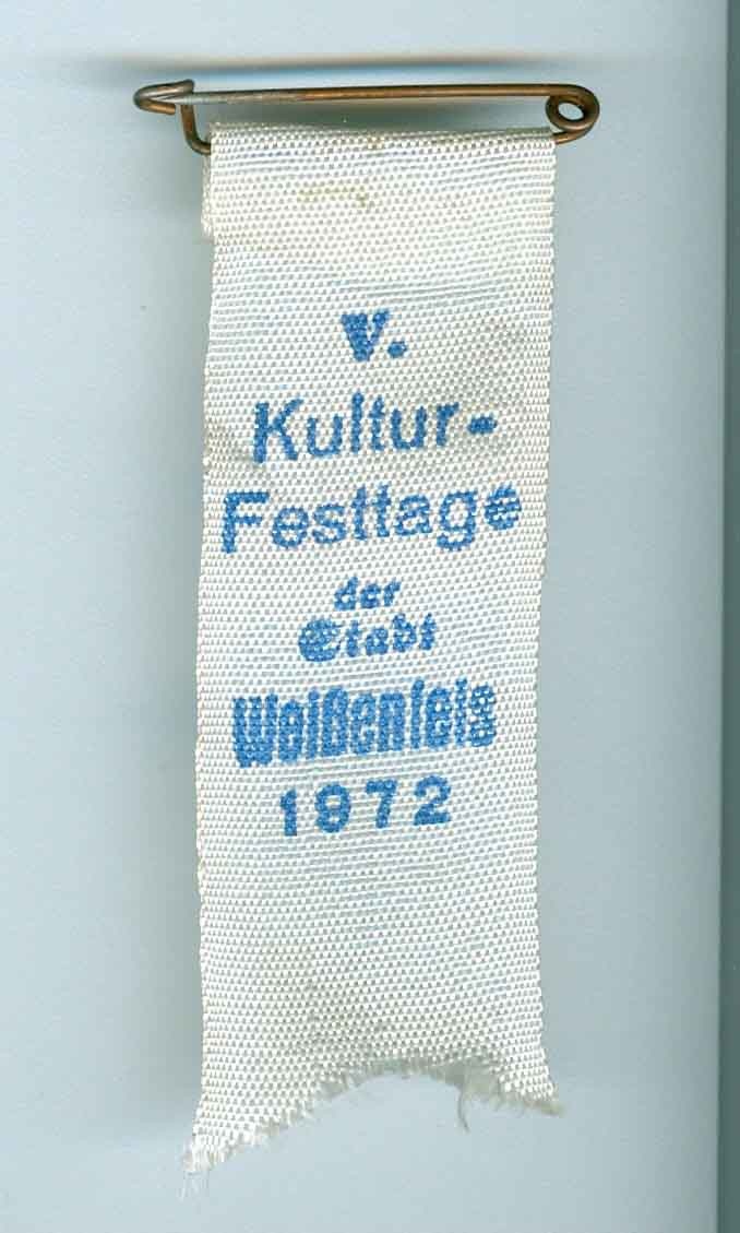 Veranstaltungsabzeichen für die V. Kulturfesttage der Stadt Weißenfels, 1972 (Museum Weißenfels - Schloss Neu-Augustusburg CC BY-NC-SA)