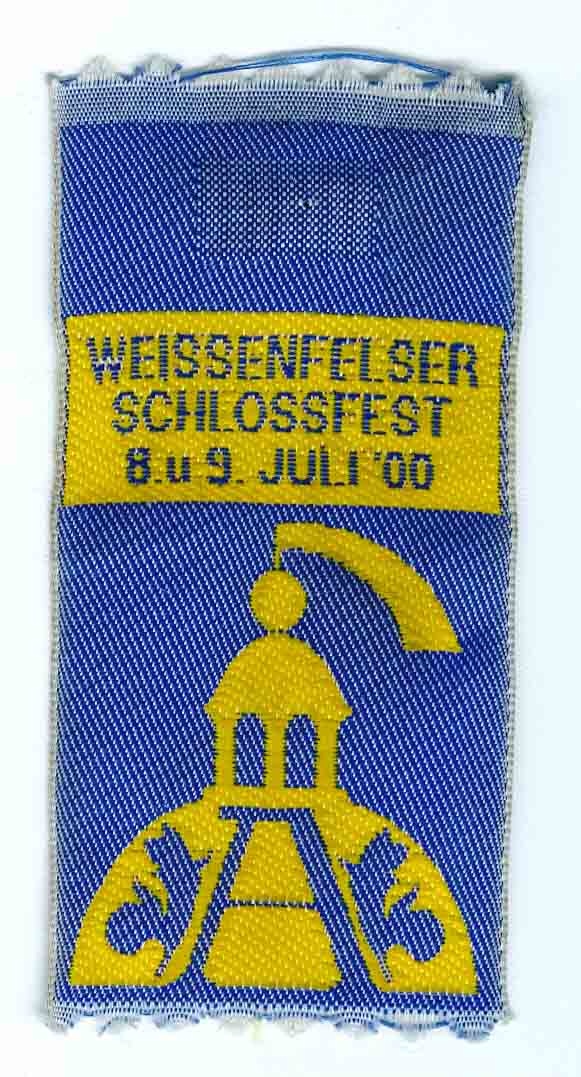 Veranstaltungsabzeichen zum Weißenfelser Schlossfest 2000 (Museum Weißenfels - Schloss Neu-Augustusburg CC BY-NC-SA)