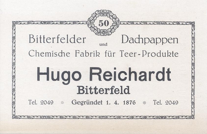 Firmenkarte &quot;Hugo Reichardt&quot; (Kreismuseum Bitterfeld CC BY-NC-SA)