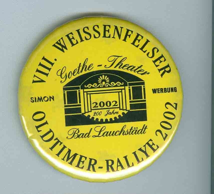 Veranstaltungsabzeichen zur VIII. Weißenfelser Oldtimer-Rallye 2002 (Museum Weißenfels - Schloss Neu-Augustusburg CC BY-NC-SA)