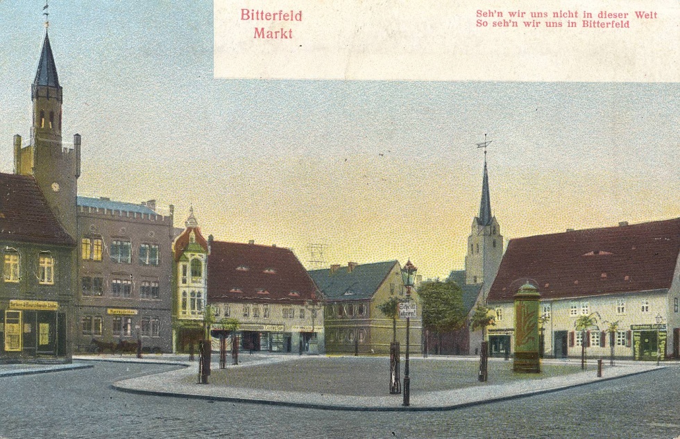 Ansichtskarte Bitterfeld - Markt (Kreismuseum Bitterfeld CC BY-NC-SA)
