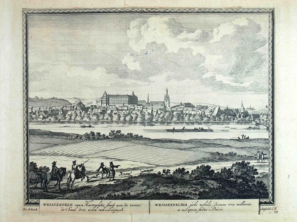 Stadtansicht von Weißenfels mit Schloß, 1. Hälfte 18. Jahrhundert (Museum Weißenfels - Schloss Neu-Augustusburg CC BY-NC-SA)