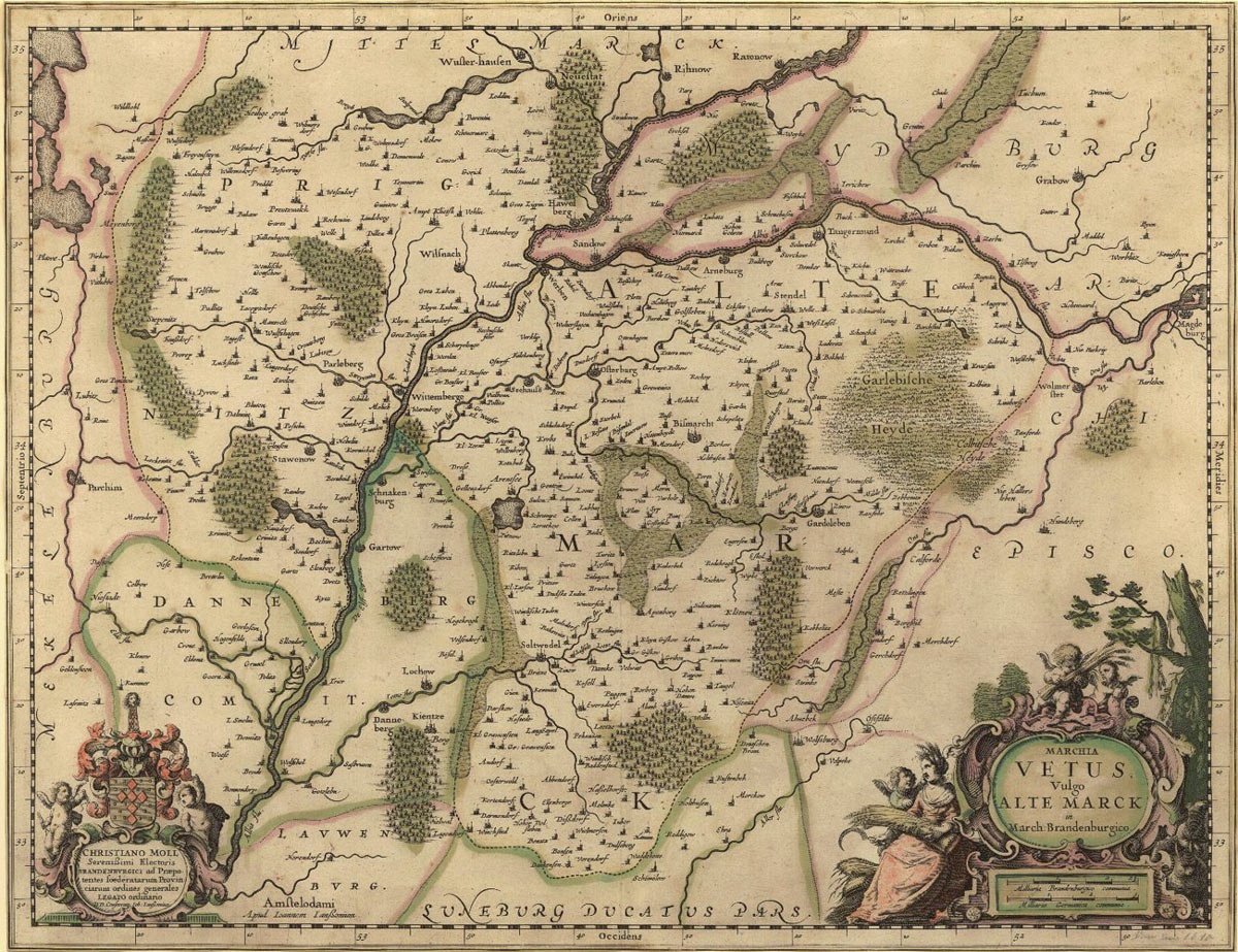 Älteste bekannte Landkarte, auf der ausschließlich die Altmark dargestellt ist (Johann-Friedrich-Danneil-Museum Salzwedel CC BY-NC-SA)