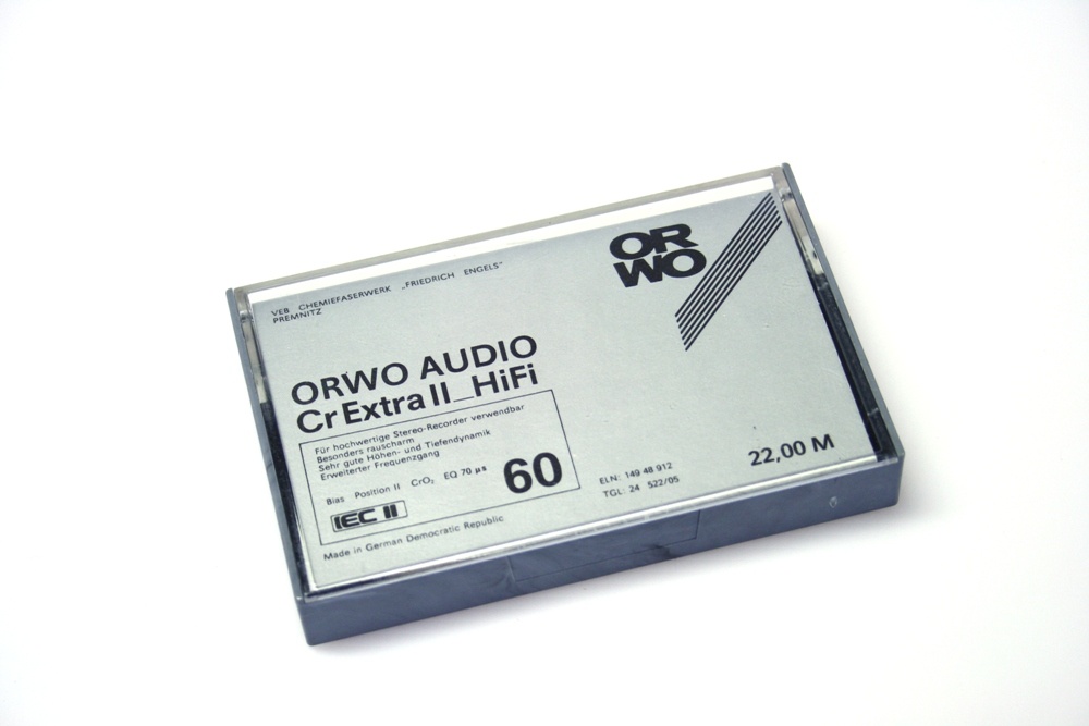 Audiocassette ORWO Audio CrExtra II HiFi 60 (Industrie- und Filmmuseum Wolfen CC BY-NC-SA)