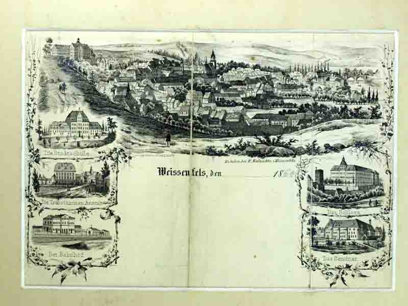 Ansichten von Weißenfels ( Briefpapier), 2. Hälfte 19. Jh. (Museum Weißenfels - Schloss Neu-Augustusburg CC BY-NC-SA)