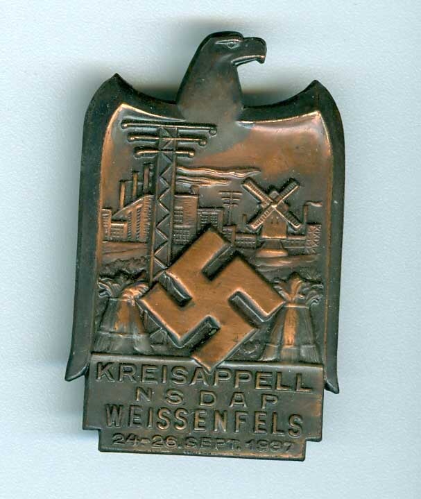 Veranstaltungsabzeichen zum Kreisappell der NSDAP in Weißenfels 1937 (Museum Weißenfels - Schloss Neu-Augustusburg CC BY-NC-SA)