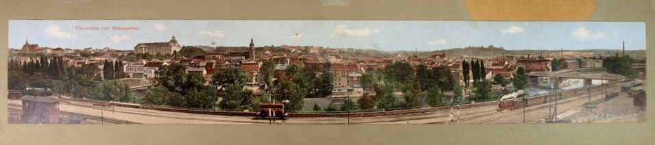 Panorama von Weißenfels im Jahr 1910 (kolorierte Fotografie) (Museum Weißenfels - Schloss Neu-Augustusburg CC BY-NC-SA)