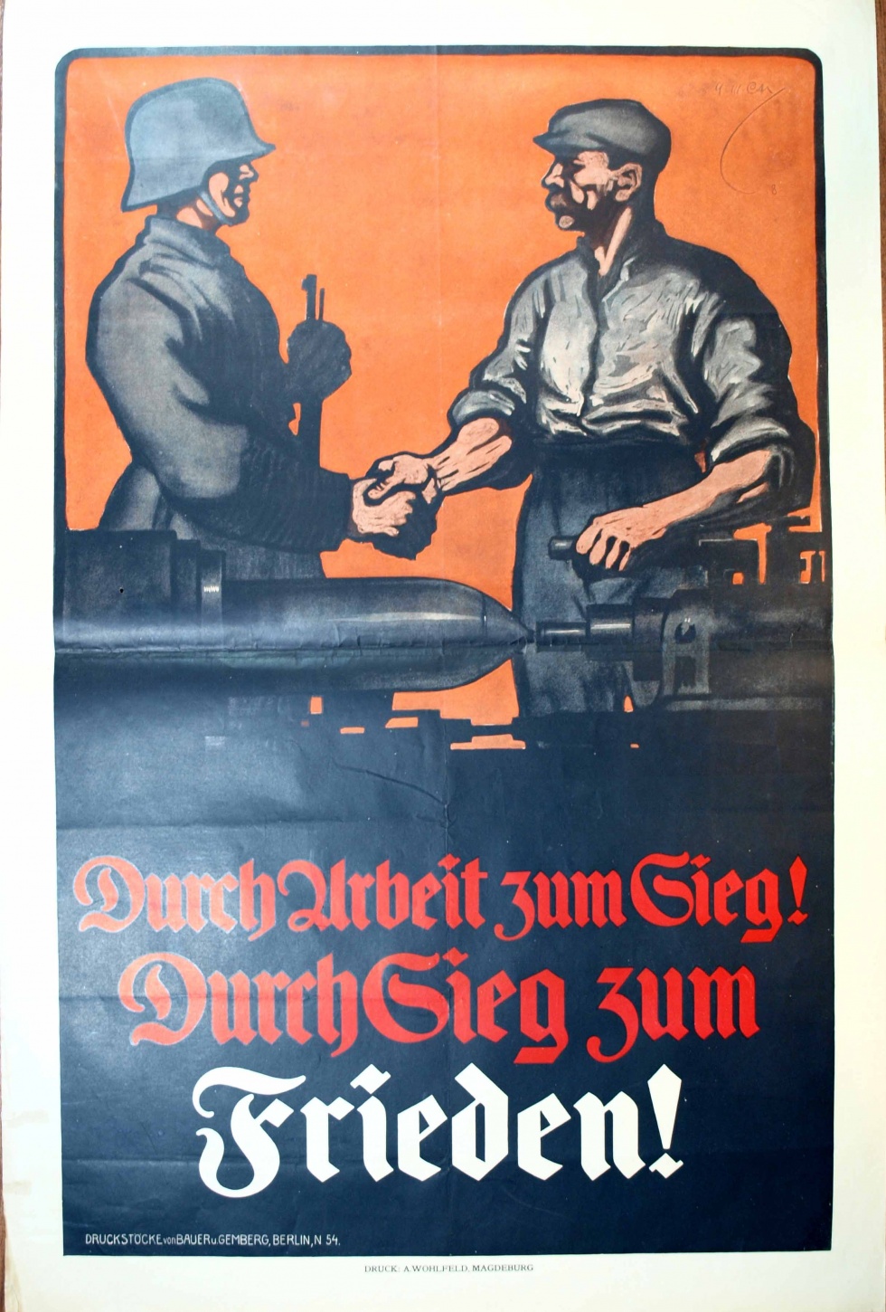 Propagandaplakat &quot; Durch Arbeit zum Sieg&quot;..., !. Weltkrieg (1914-1918)) (Museum Weißenfels - Schloss Neu-Augustusburg CC BY-NC-SA)