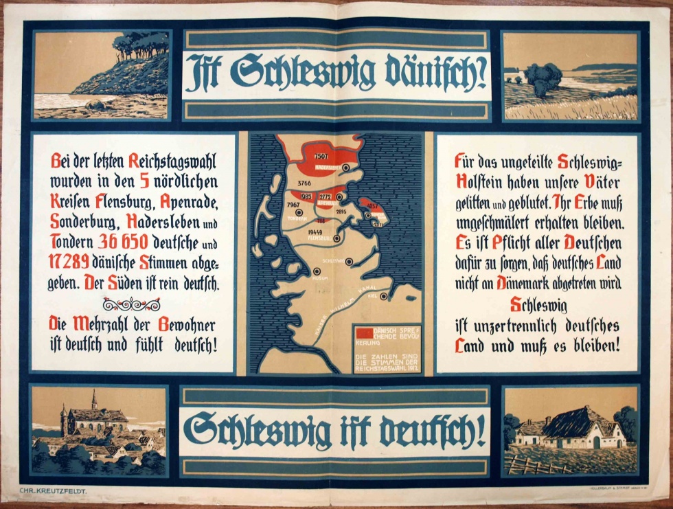 Propagandaplakat &quot;Ist Schleswig dänisch?&quot;, 1. Weltkrieg 1914- 1918 (Museum Weißenfels - Schloss Neu-Augustusburg CC BY-NC-SA)