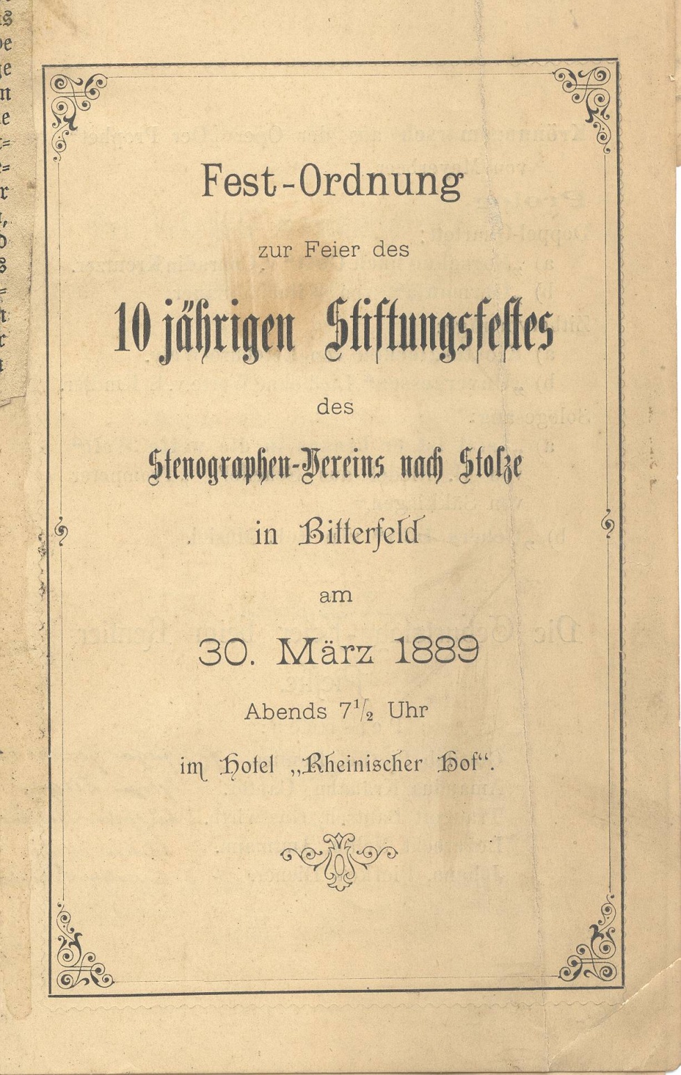 Programm des Stenopgraphen-Vereins zu Bitterfeld (Kreismuseum Bitterfeld CC BY-NC-SA)