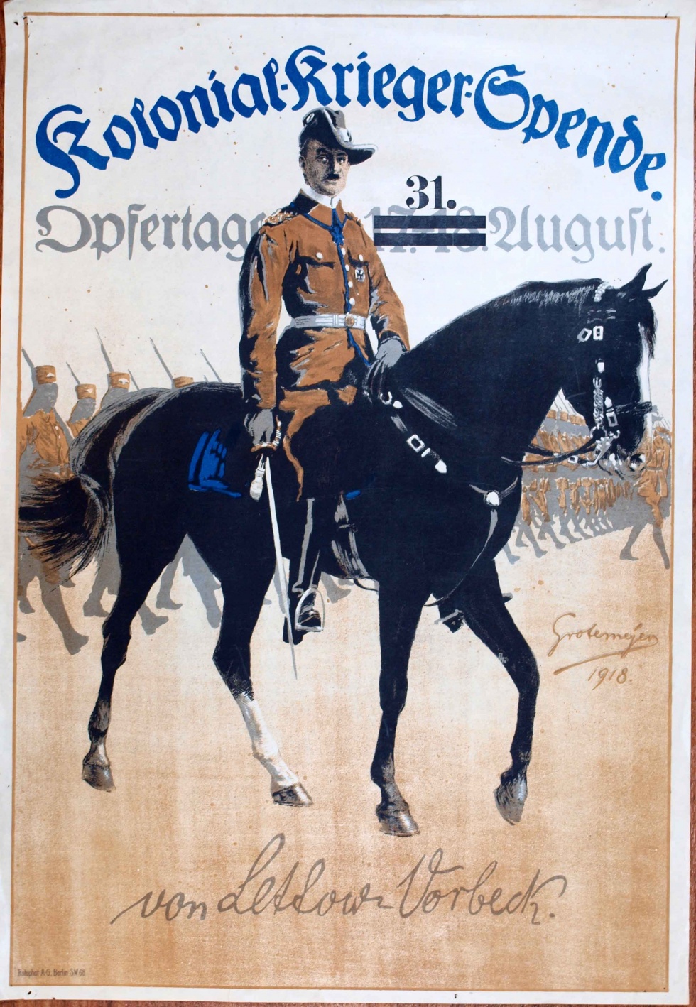 Plakat Spendenaufruf&quot;Kolonial -Krieger-Spende&quot;, 1. Weltkrieg 1914- 1918 (Museum Weißenfels - Schloss Neu-Augustusburg CC BY-NC-SA)