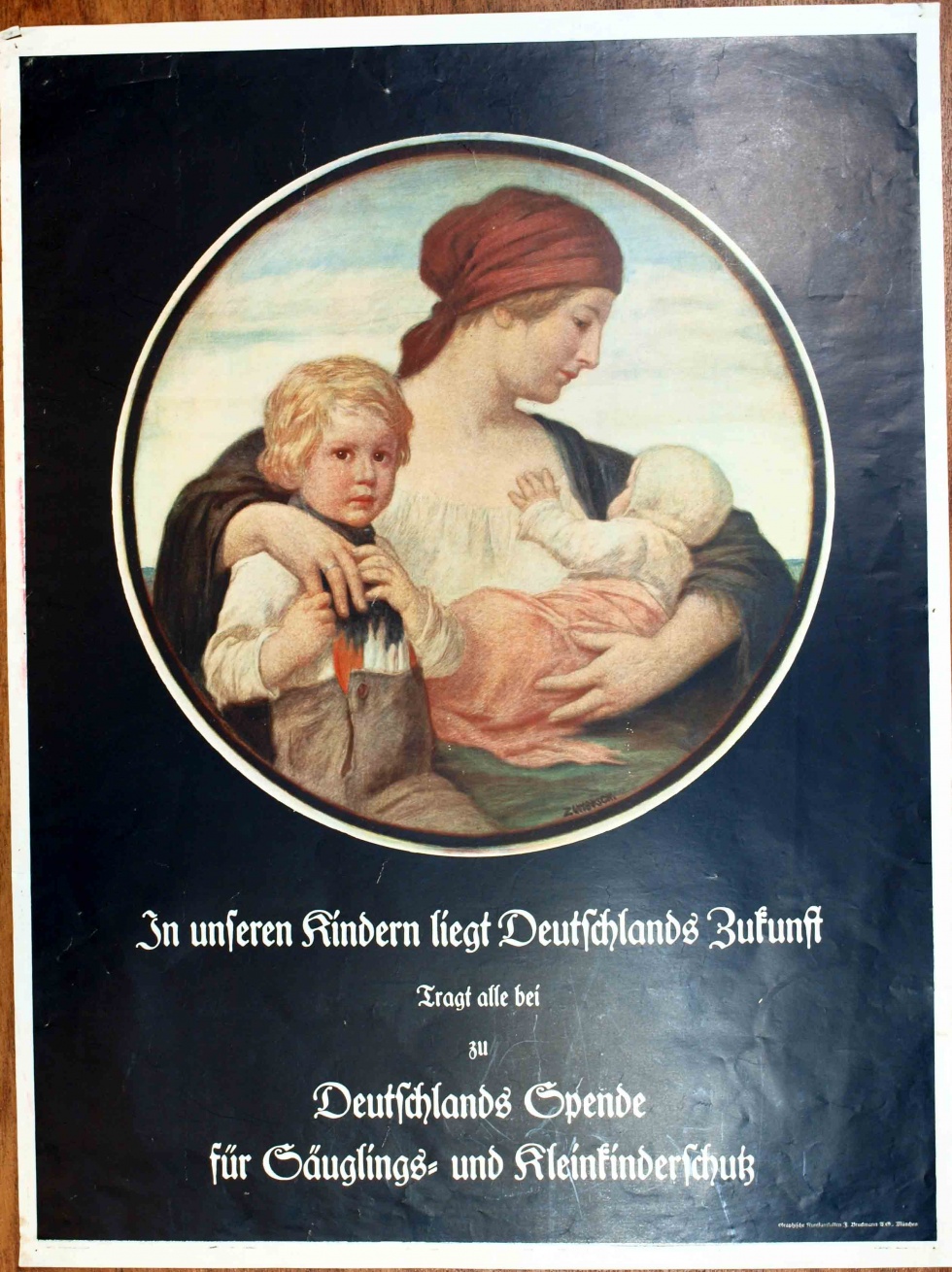 Spendenplakat &quot;In unseren Kindern...&quot;, 1. oder 2. Weltkrieg(?) (Museum Weißenfels - Schloss Neu-Augustusburg CC BY-NC-SA)