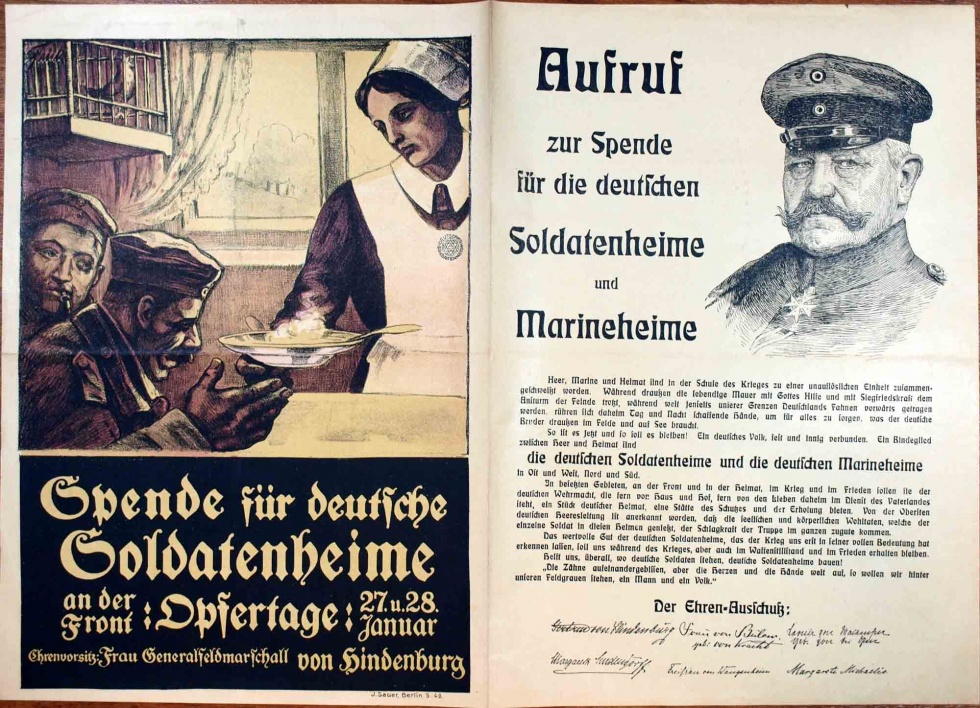 Spendenplakat &quot;Spende für deutsche Soldatenheime an der Front&quot;, !. Weltkrieg 1914- 1918 (Museum Weißenfels - Schloss Neu-Augustusburg CC BY-NC-SA)
