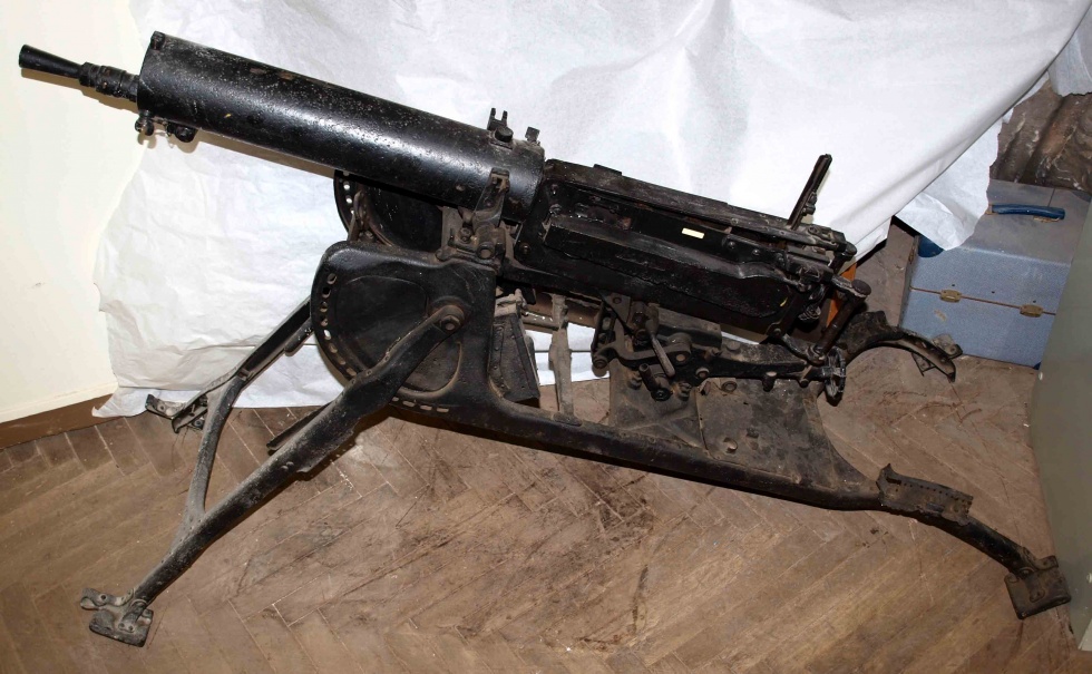 Schweres Maschinengewehr Modell Maxim 08, Waffennummer 3311, 1917, 1. Weltkrieg, 1914-1918 (Museum Weißenfels - Schloss Neu-Augustusburg CC BY-NC-SA)