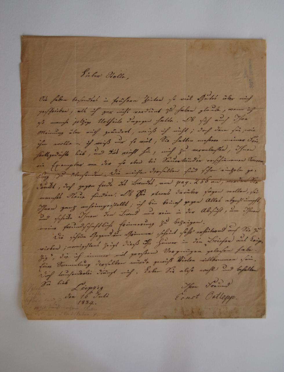 Brief von Ernst Ortlepp an Stolle (Museum Schloss Moritzburg Zeitz CC BY-NC-SA)