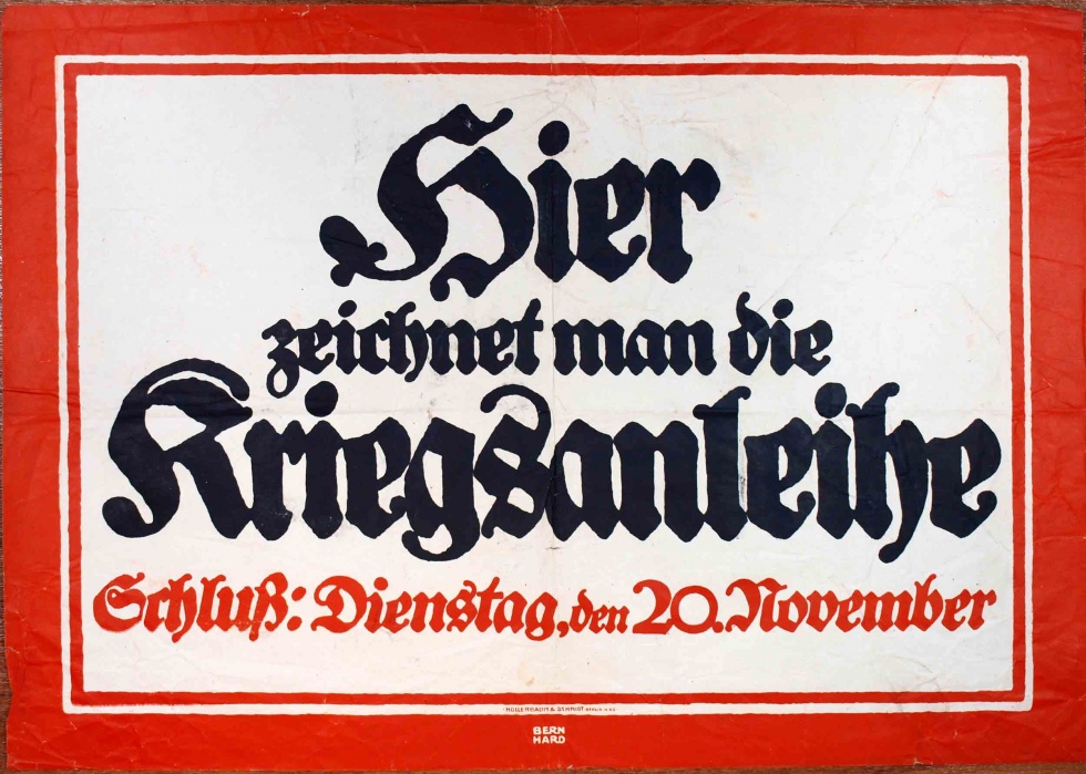 Hinweisschild/ Kriegsanleihe (Museum Weißenfels - Schloss Neu-Augustusburg CC BY-NC-SA)