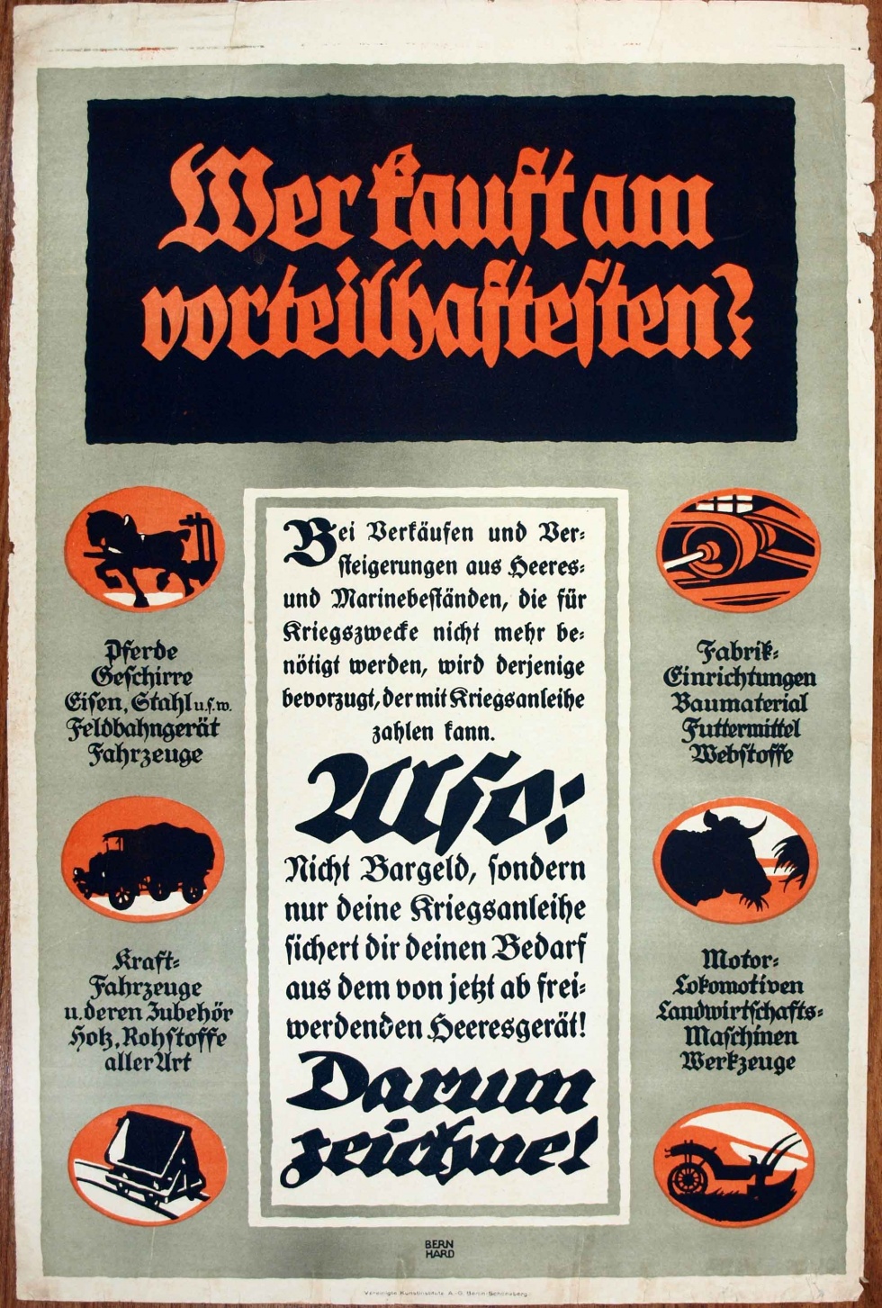 Plakat/ Kriegsanleihe &quot;Wer kauft am vorteilhaftesten?&quot;,1. Weltkrieg 1914- 1918 (Museum Weißenfels - Schloss Neu-Augustusburg CC BY-NC-SA)
