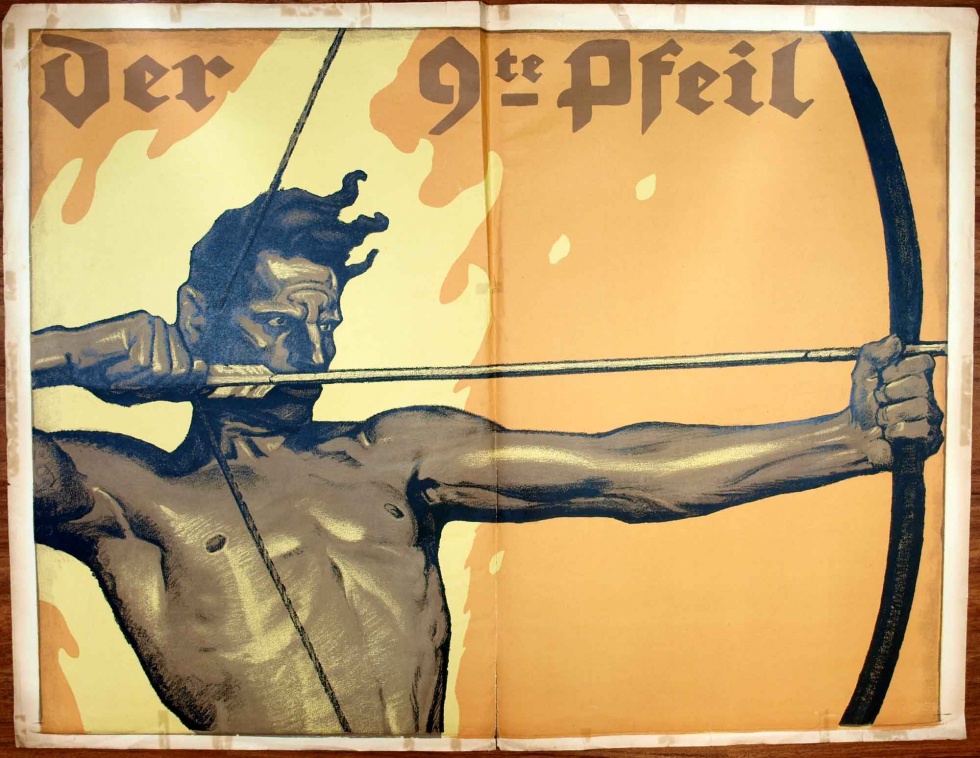 Plakat/ Kriegsanleihe&quot; Der 9. Pfeil, 1. Weltkrieg 1914- 1918 (Museum Weißenfels - Schloss Neu-Augustusburg CC BY-NC-SA)