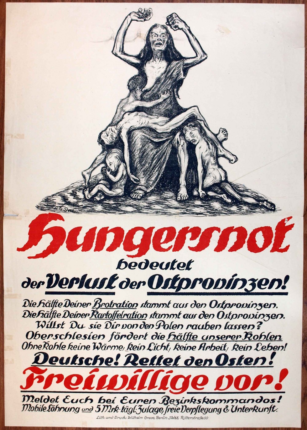 Plakat: Oberschlesien &quot;Hungersnot bedeutet der Verlust ...&quot; (Museum Weißenfels - Schloss Neu-Augustusburg CC BY-NC-SA)