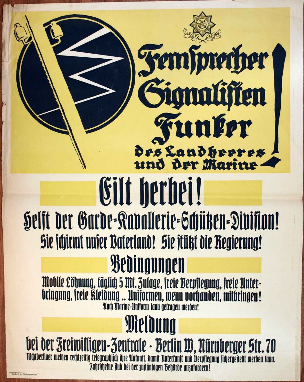 Plakat/ Oberschlesien &quot;Fernsprecher Signalisten ...&quot;, 1919-1921, Aufstände Oberschlesien, Weimarer Republik (Museum Weißenfels - Schloss Neu-Augustusburg CC BY-NC-SA)