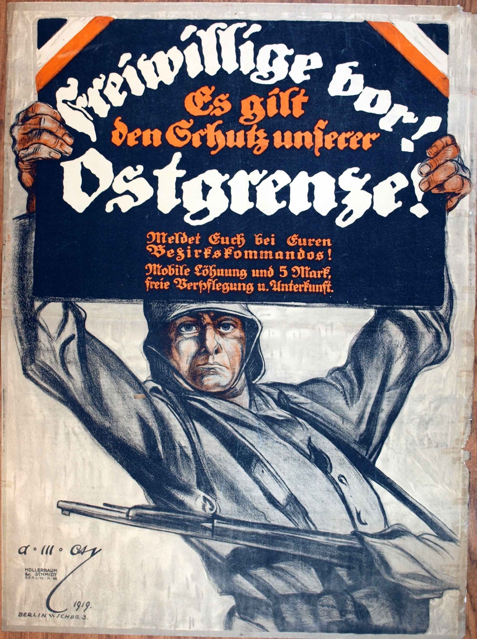Plakat/Oberschlesien &quot;Freiwilige...&quot;, 1919-1921, Aufstände Oberschlesien, Weimarer Republik (Museum Weißenfels - Schloss Neu-Augustusburg CC BY-NC-SA)