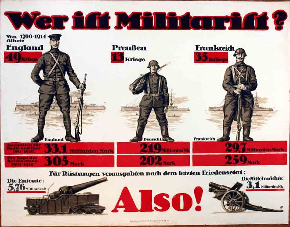 Plakat/ Propaganda &quot;Wer ist Militarist ?&quot;, 1. Weltkrieg (Museum Weißenfels - Schloss Neu-Augustusburg CC BY-NC-SA)