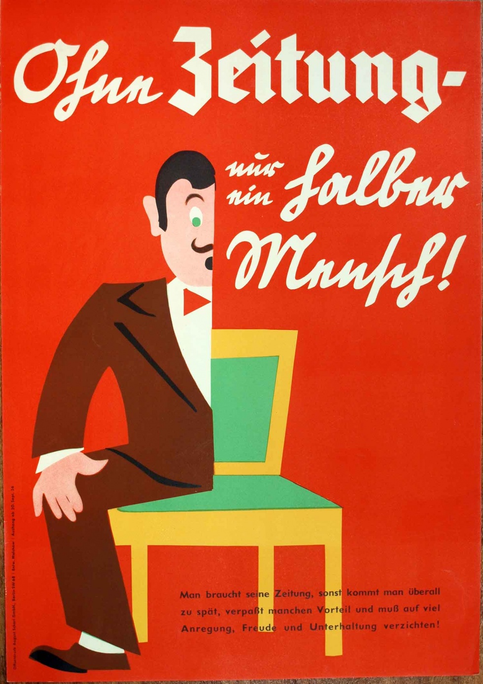 Plakat/ Pressewerbung &quot;Ohne Zeitung nur ein...!&quot;, Nationalsozialismus 1936 (Museum Weißenfels - Schloss Neu-Augustusburg CC BY-NC-SA)