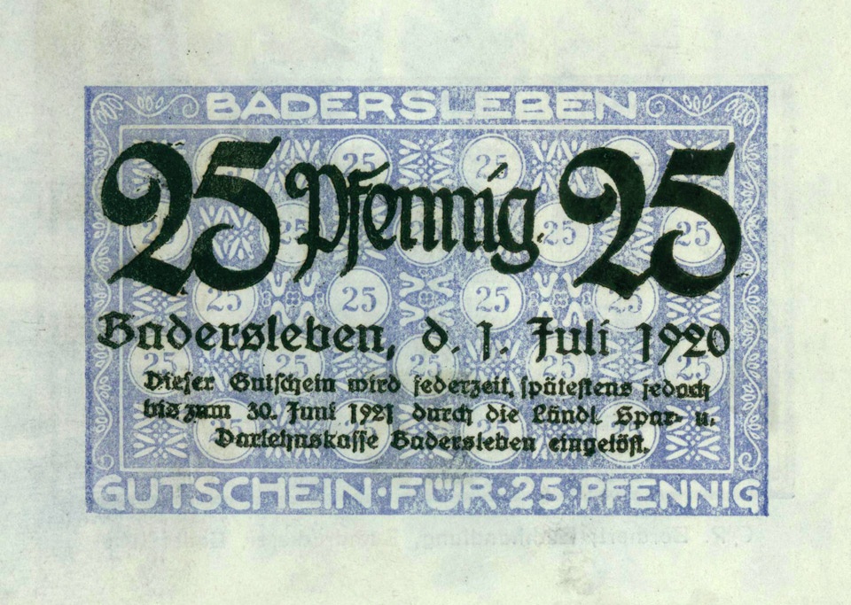 Gutschein Badersleben (25 Pfennig) (Kulturstiftung Sachsen-Anhalt CC BY-NC-SA)