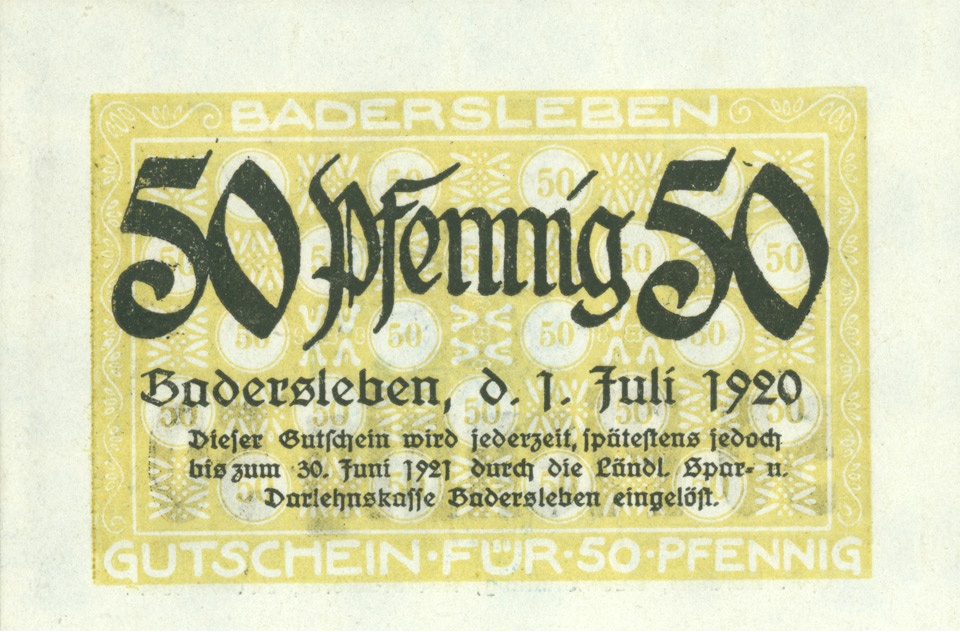 Gutschein Badersleben (50 Pfennig) (Kulturstiftung Sachsen-Anhalt CC BY-NC-SA)