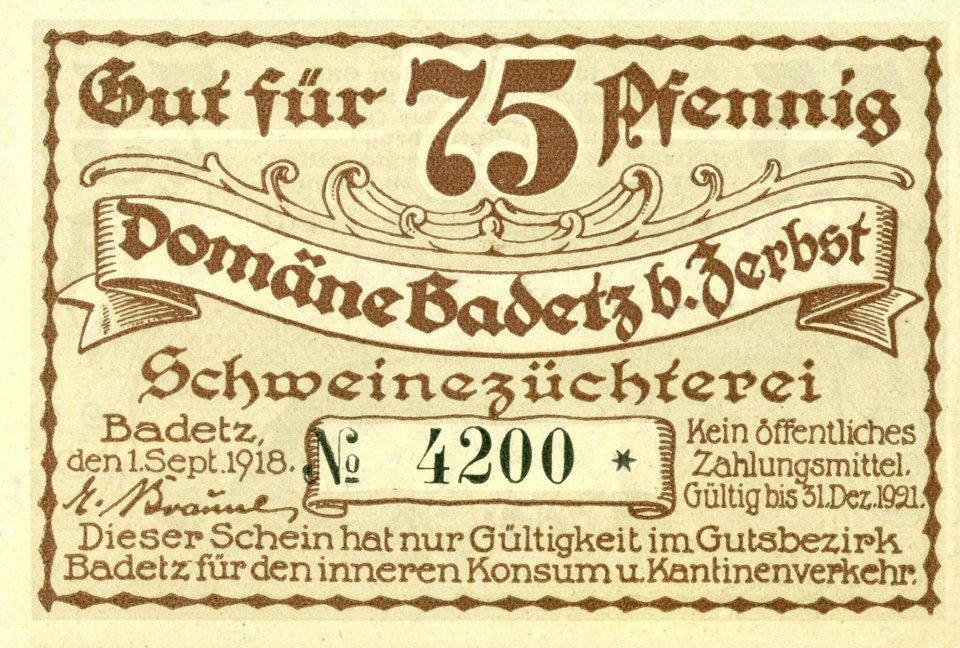 Serienschein (Badetz, 75 Pfennig) (Kulturstiftung Sachsen-Anhalt CC BY-NC-SA)