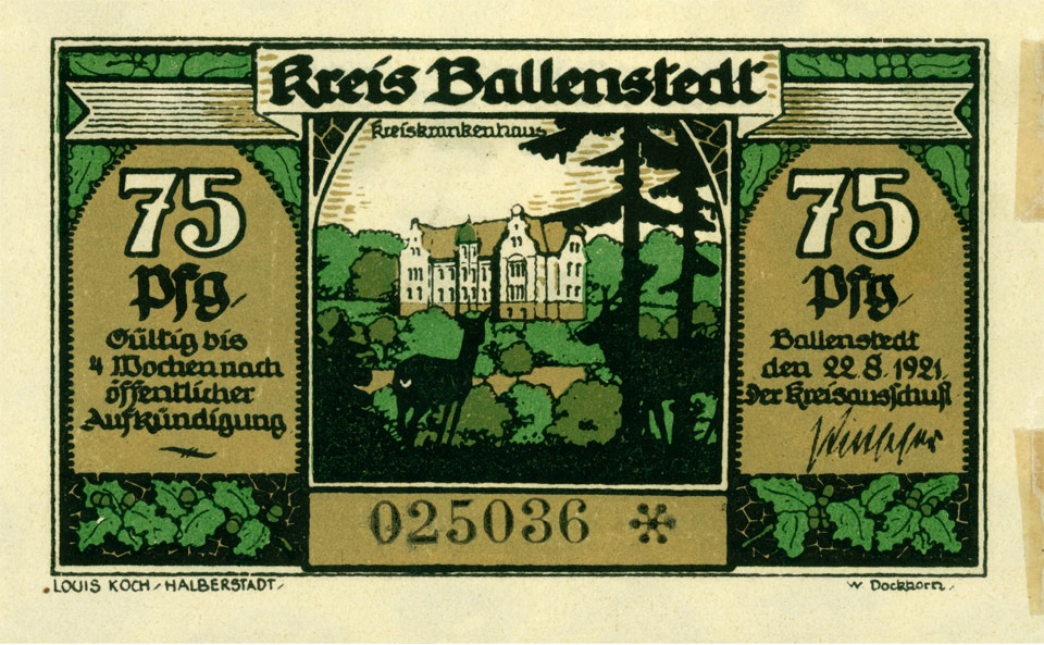 Serienschein, Kreis Ballenstedt (75 Pfennig) (Kulturstiftung Sachsen-Anhalt CC BY-NC-SA)