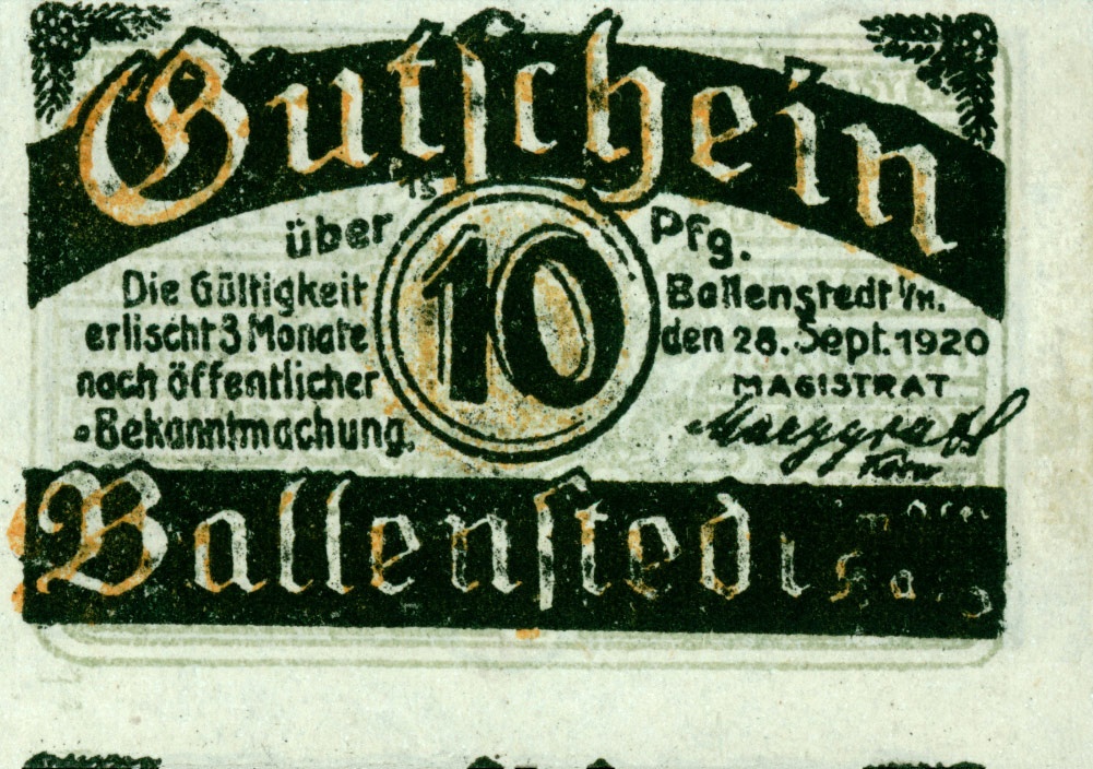 Gutschein Ballenstedt (10 Pfennig) (Kulturstiftung Sachsen-Anhalt CC BY-NC-SA)