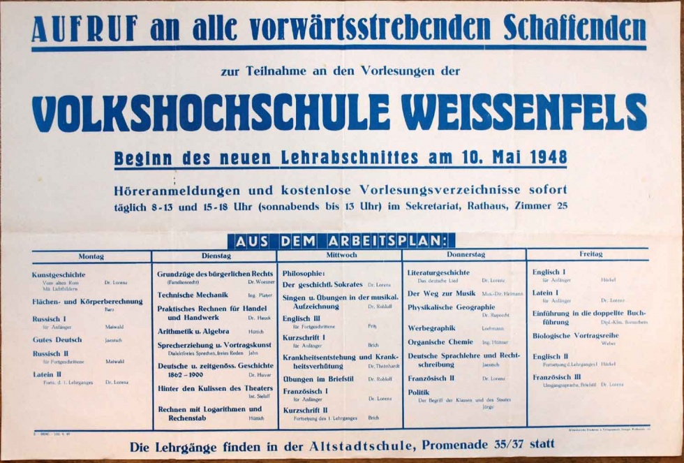 Plakat / Aushang &quot; Aufruf an alle vorwärtsstrebenden ...&quot;, 1948 ( Nachkriegszeit) (Museum Weißenfels - Schloss Neu-Augustusburg CC BY-NC-SA)