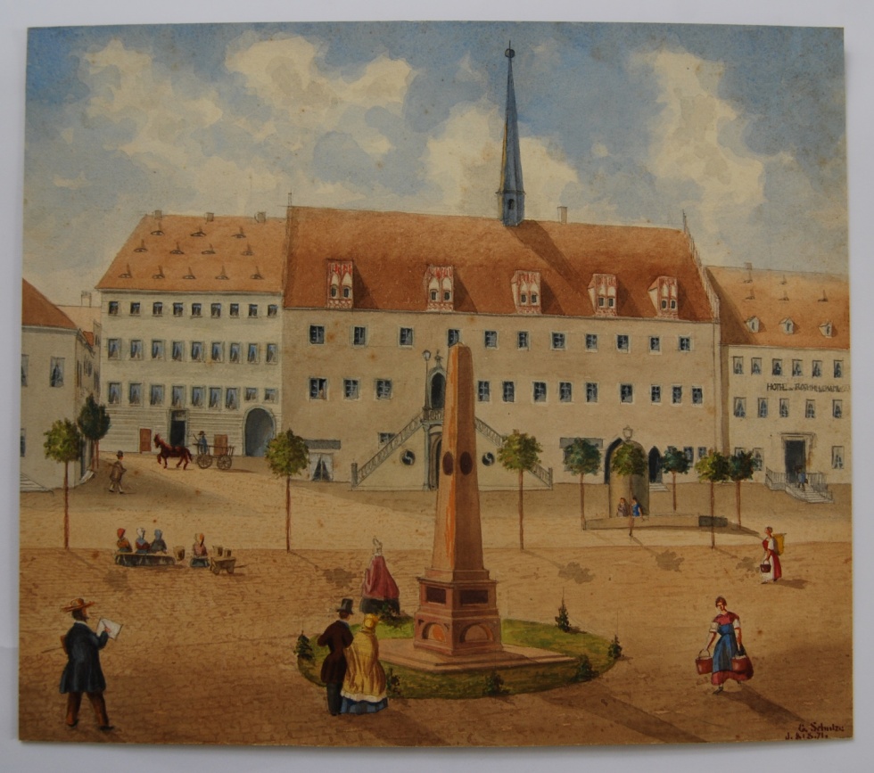 Die Südseite des Altmarktes (Museum Schloss Moritzburg Zeitz CC BY-NC-SA)