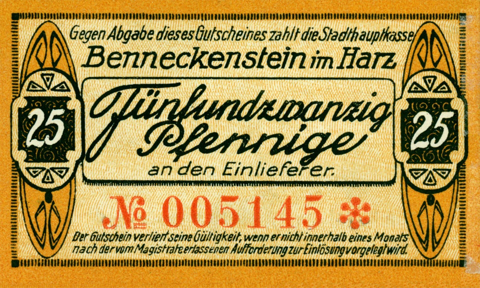 Kleingeldschein Benneckenstein (25 Pfennig) (Kulturstiftung Sachsen-Anhalt CC BY-NC-SA)