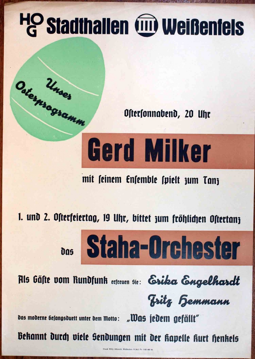 Plakat/ Kultur &quot; Unser Osterprogramm&quot;, DDR !950- 1960 (Museum Weißenfels - Schloss Neu-Augustusburg CC BY-NC-SA)