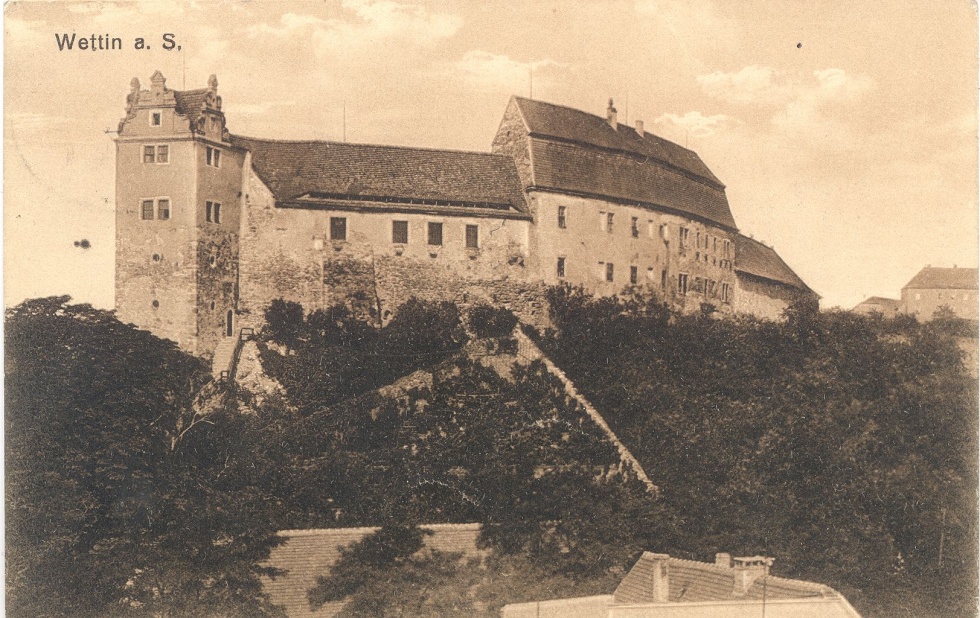 Ansichtskarte Wettin a. S. - Burg Wettin (Kreismuseum Bitterfeld CC BY-NC-SA)