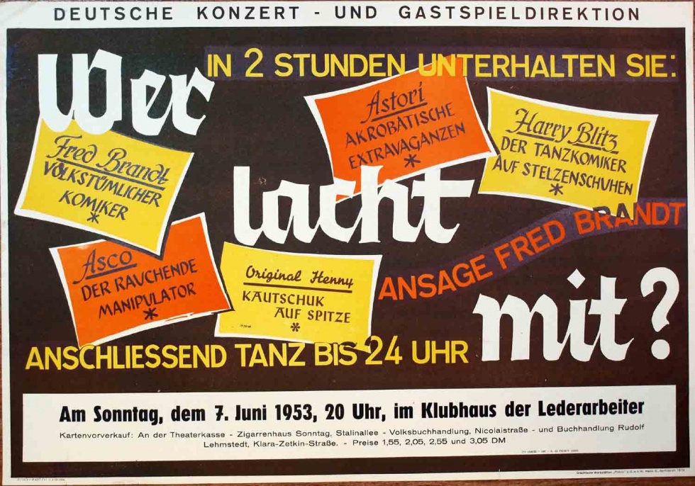 Plakat/ Kultur &quot;Wer lacht mit?&quot;, DDR, Weißenfels 1953 (Museum Weißenfels - Schloss Neu-Augustusburg CC BY-NC-SA)