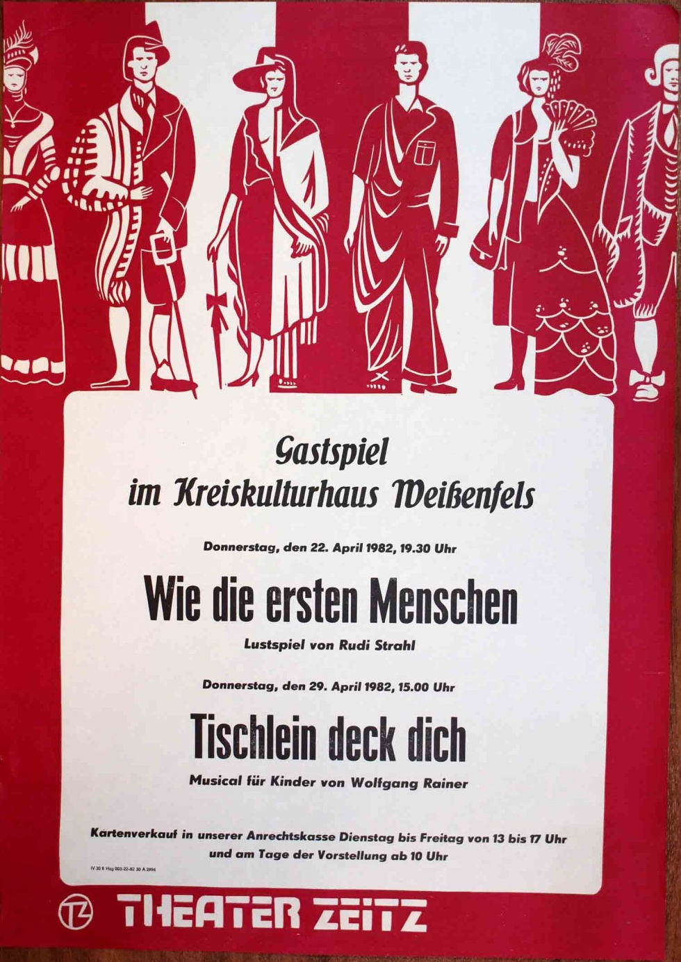 Plakat/ Kultur &quot;Wie die ersten Menschen...&quot;, DDR, Weißenfels 1982 (Museum Weißenfels - Schloss Neu-Augustusburg CC BY-NC-SA)