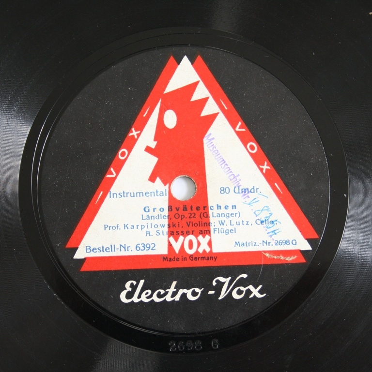 80 rpm Platte des Labels Vox (Kreismuseum Bitterfeld CC BY-NC-SA)