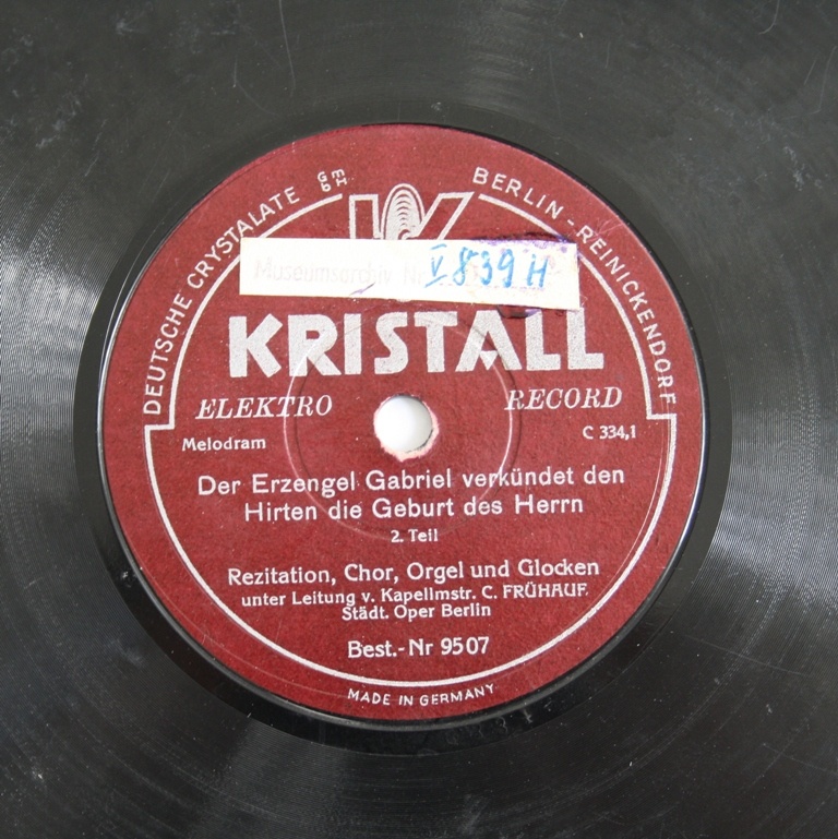 Schallplatte 78 rpm des Labels Kristall (Kreismuseum Bitterfeld CC BY-NC-SA)