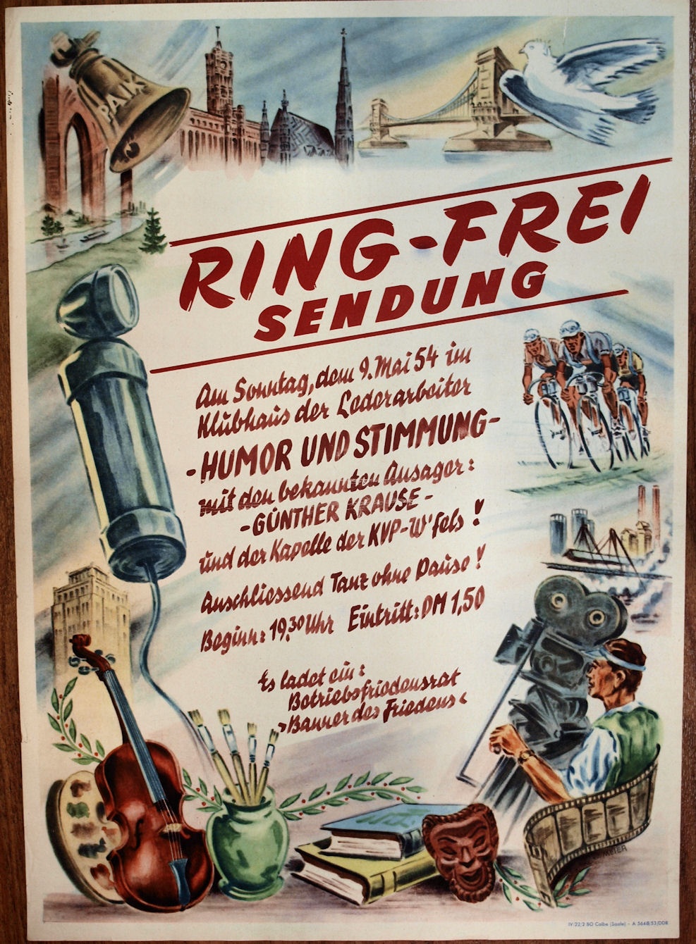 Plakat/ Kultur &quot;Ring- frei...&quot;, DDR, Weißenfels 1954 (Museum Weißenfels - Schloss Neu-Augustusburg CC BY-NC-SA)