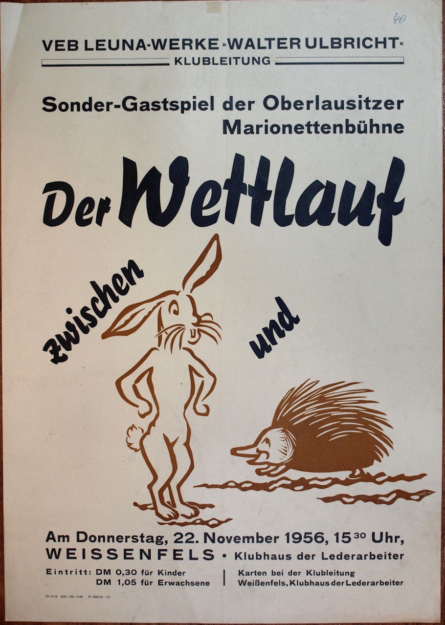 Plakat/ Kultur &quot;Der Wettlauf...&quot;, DDR, Weißenfels 1956 (Museum Weißenfels - Schloss Neu-Augustusburg CC BY-NC-SA)