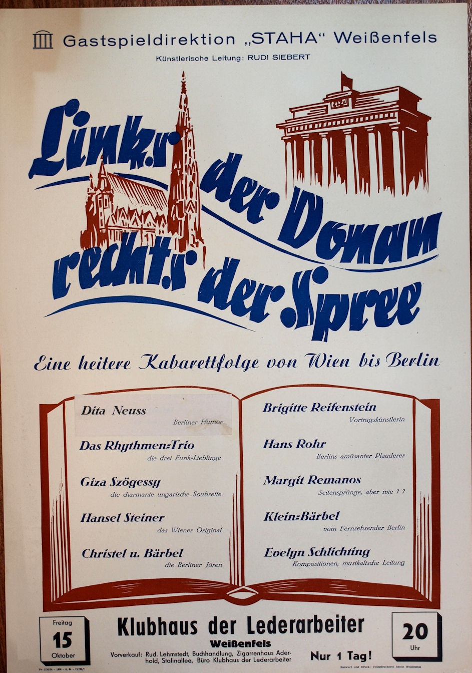 Plakat / Kultur &quot;Links der Donau...&quot;, DDR, Weißenfels 1954 (Museum Weißenfels - Schloss Neu-Augustusburg CC BY-NC-SA)